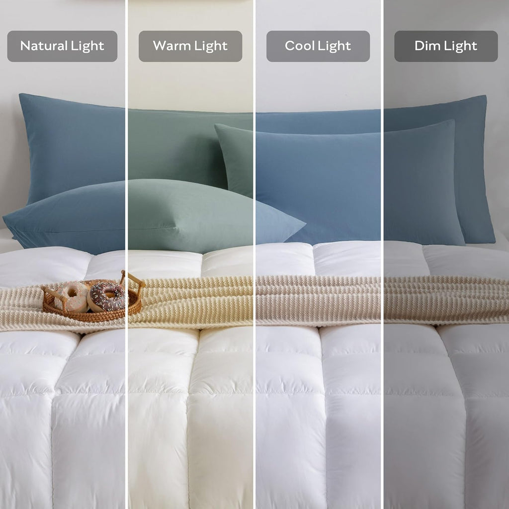 JELLYMONI Pillowcases King Set of 2 Cotton Envelope Pillow Covers Grayish Blue 20×36in Bed Pillow Case 100% Washed Cotton Soft Breathable (Pillows are not Included)