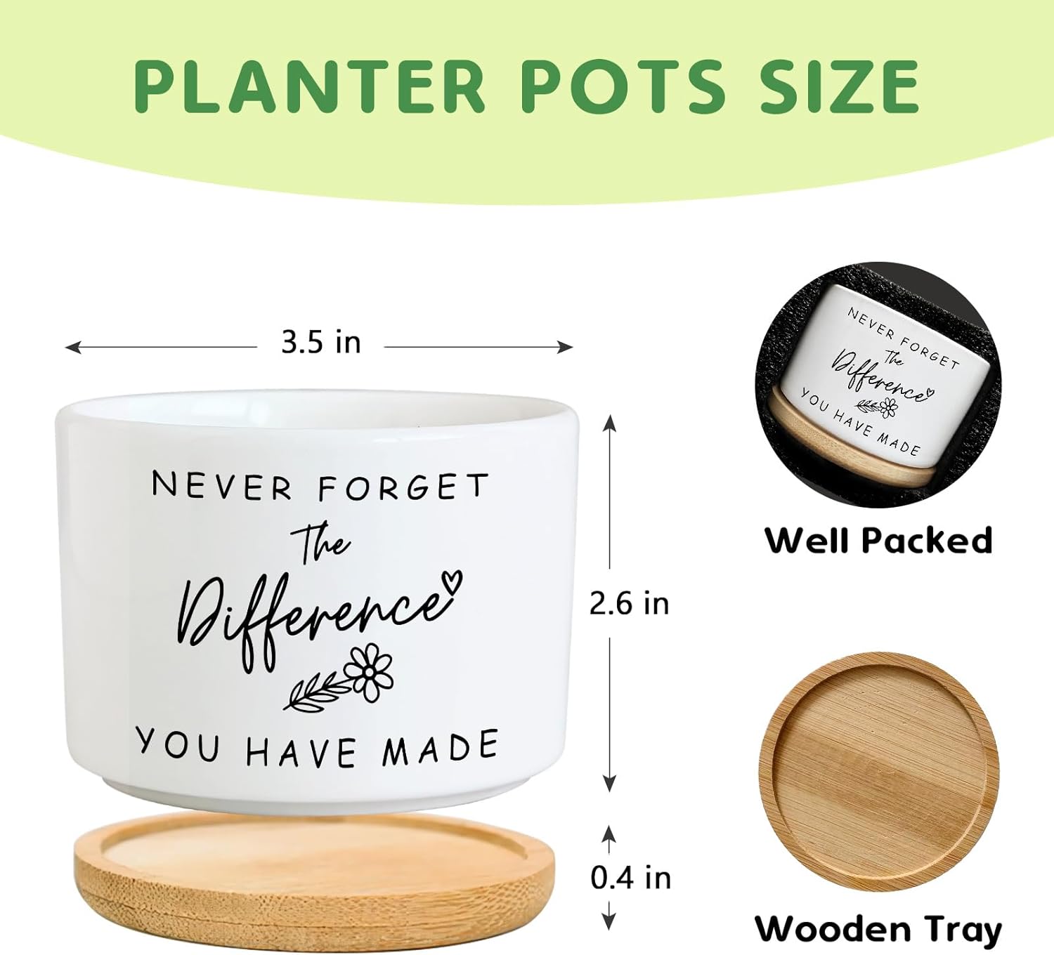 Funny Succulent Planters for Indoor Plants, Coworker Thank You Gifts, Farewell Going Away Appreciation Inspirational 3.5 inch Ceramic Cactus Planter Pots for Women Men Friend Boss Lady (No Plants)