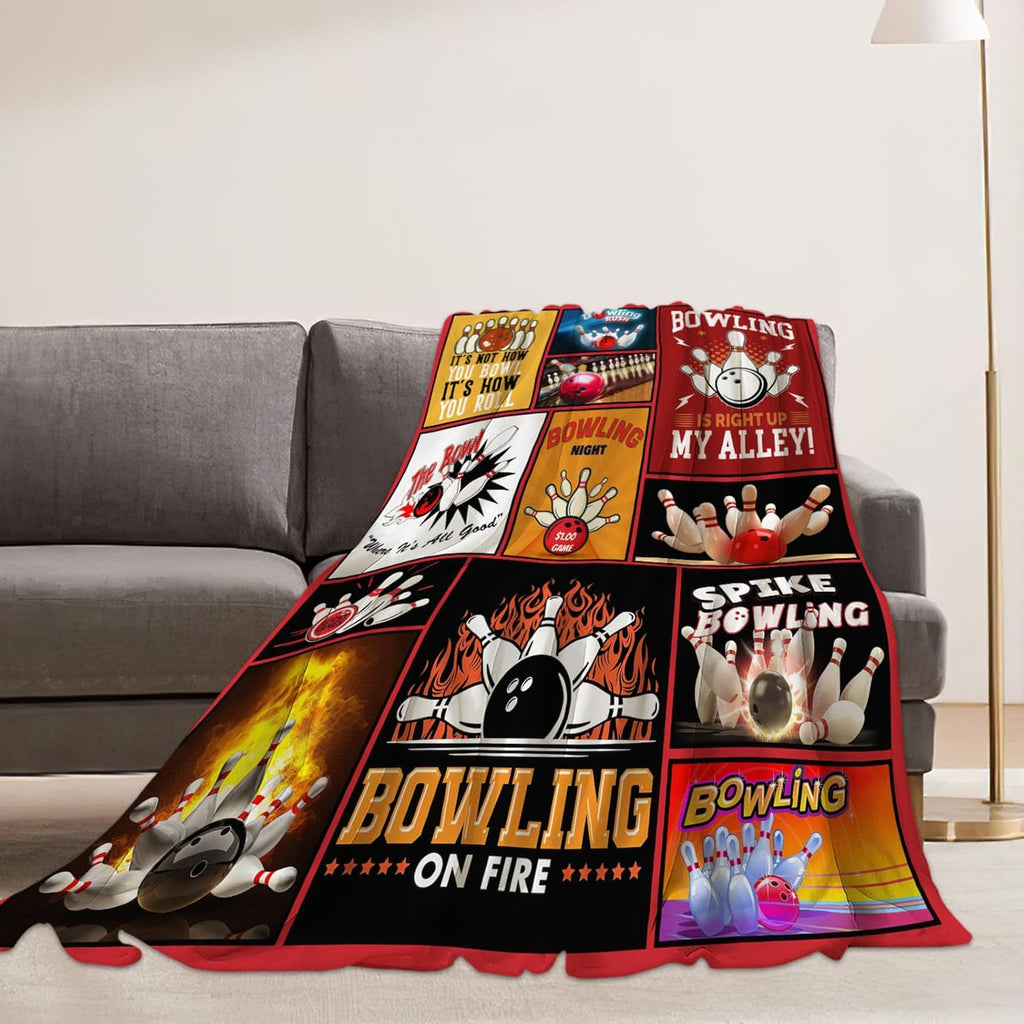 Bowling Blanket Bowling Sport Lover Throw Blankets Gifts for Girls Boys Kids Soft Cozy Fleece Plush for Couch Sofa Bed 60"x50"