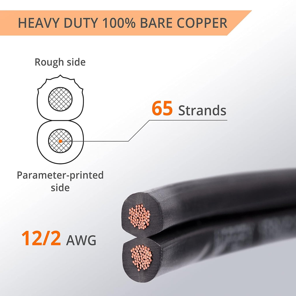 Wirefy 12/2 Low Voltage Landscape Wire - Low Voltage Outdoor Wire - Connect Your Landscape Lighting - Approved for Direct Burial 50ft - Outdoor Electrical Christmas Light