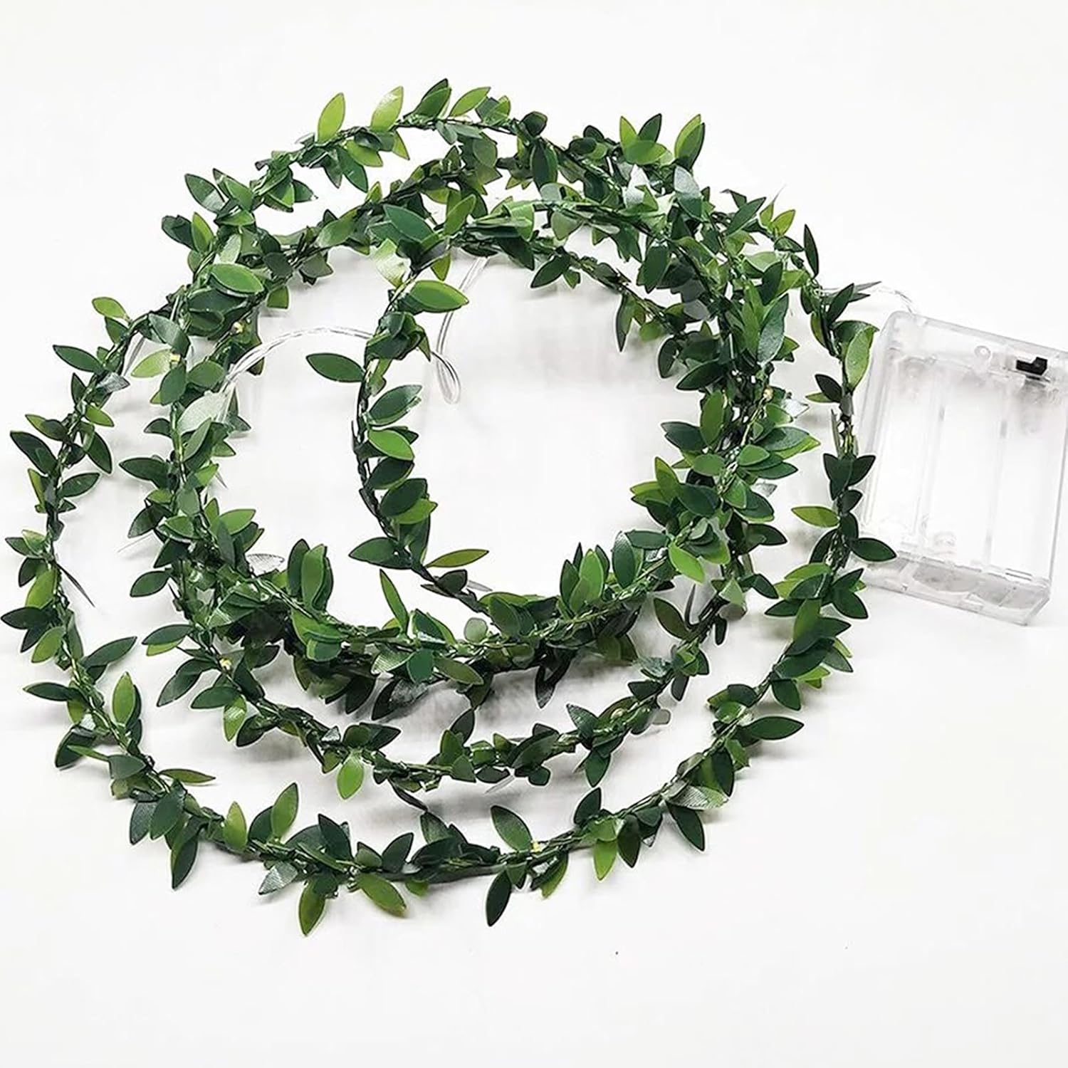 Vine String Lights, Green Leaf String Lights 16FT 50 LED Battery Operated Artificial Garland Plant Vine Fairy Lights for Indoor Outdoor Christmas Decorative Patio Wedding Garden
