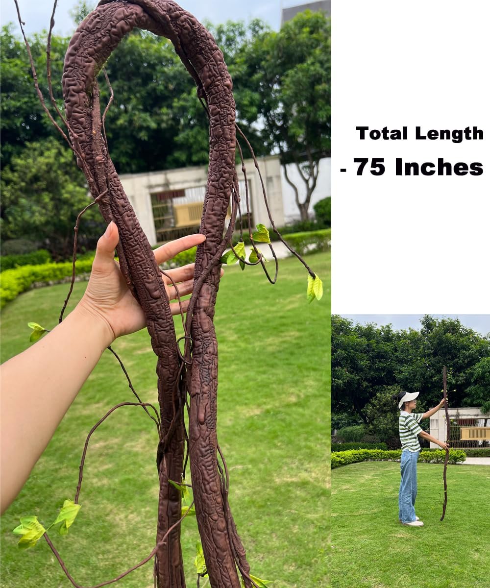 Bendable Artificial Tree Twigs Cane Vine Branches Largre 6.3Ft Fake Plants Trunk Garland with Leaves for Home Wedding Garden Wall Hanging Christmas Thanksgiving Day Decoration