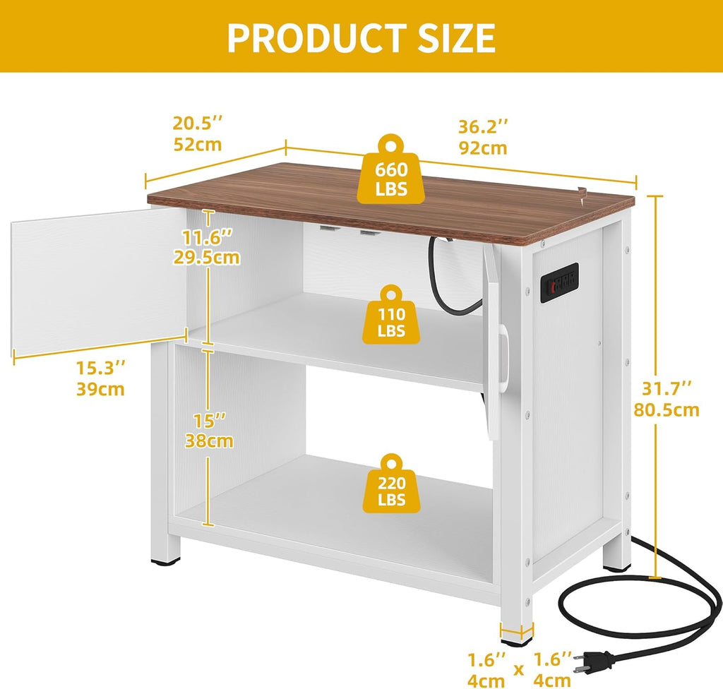 DWVO Heavy Duty Metal Aquarium Stand with Power Outlets, Cabinet for Fish Tank Accessories Storage - Suitable for 40-50 Gallon Fish Tank Stand, Turtle, Reptile Terrarium, 660LBS Capacity, White