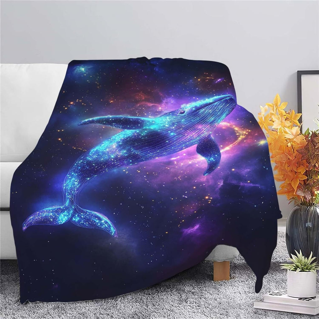 Whale Throw Blanket Universe Galaxy Whale Stuff Gifts for Kids Girls Boys Adults Women Man Soft Cozy Warm Plush Fluffy Fuzzy Fleece Blanket Decor 40''X50''