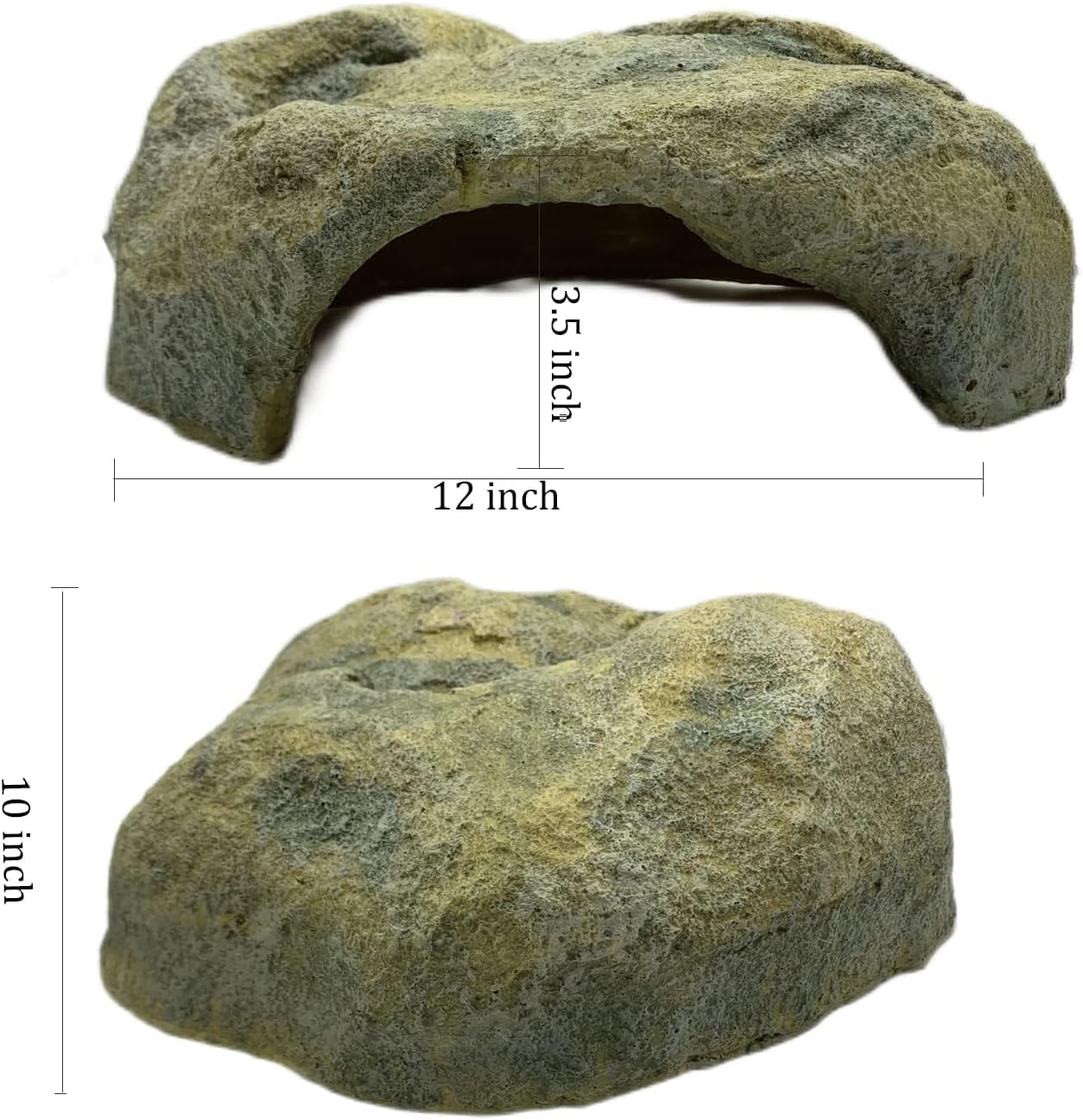 Extra Large Reptile Hide - Resin Snake Caves for Ball Pythons, Simulation Rock Hideout for Habitat, Lizard, Leopard Gecko, Bearded Dragon - Yellowish-Brown
