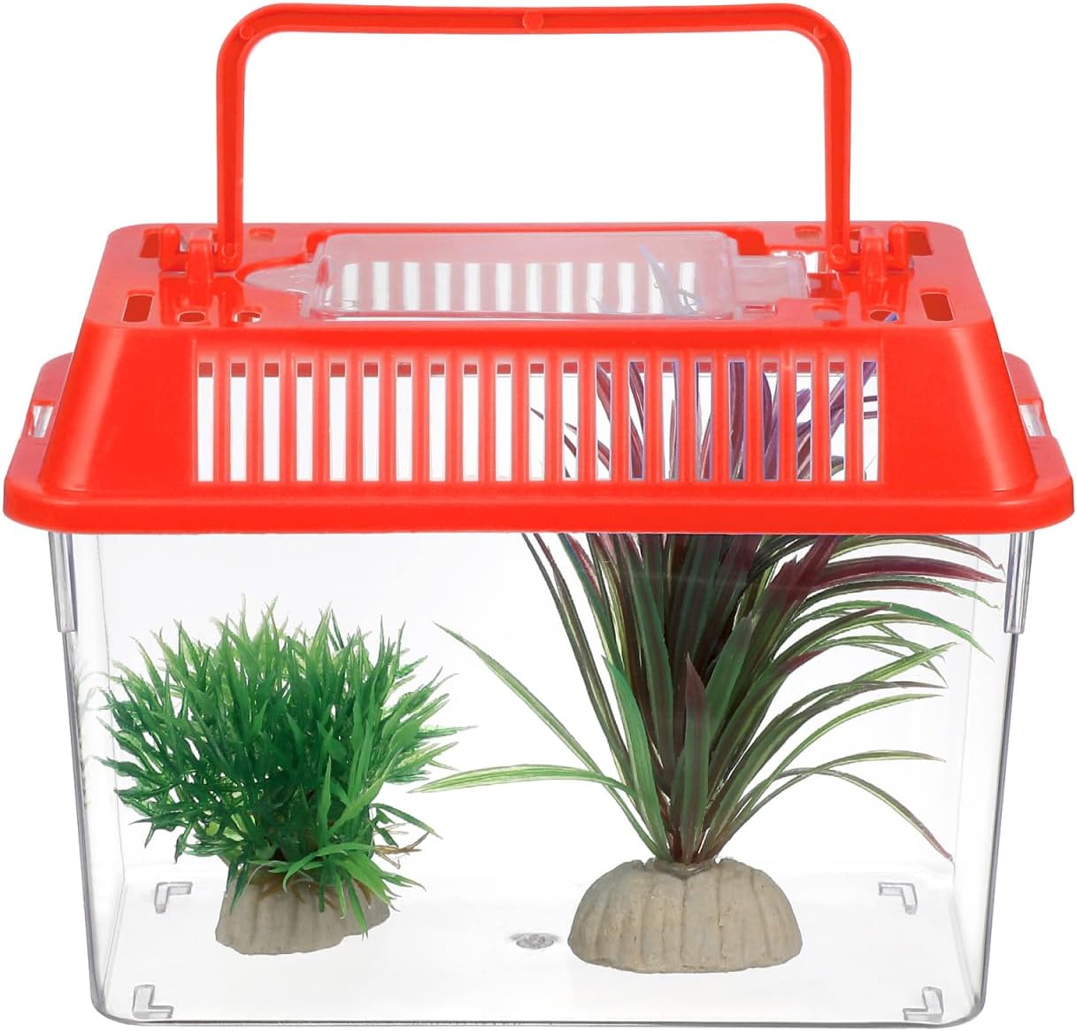 Mini Plastic Fish Tank, Small Portable Aquarium with Lid for Small Critters and Creatures Pet Fish Easy to Clean and Transparent Tank Design