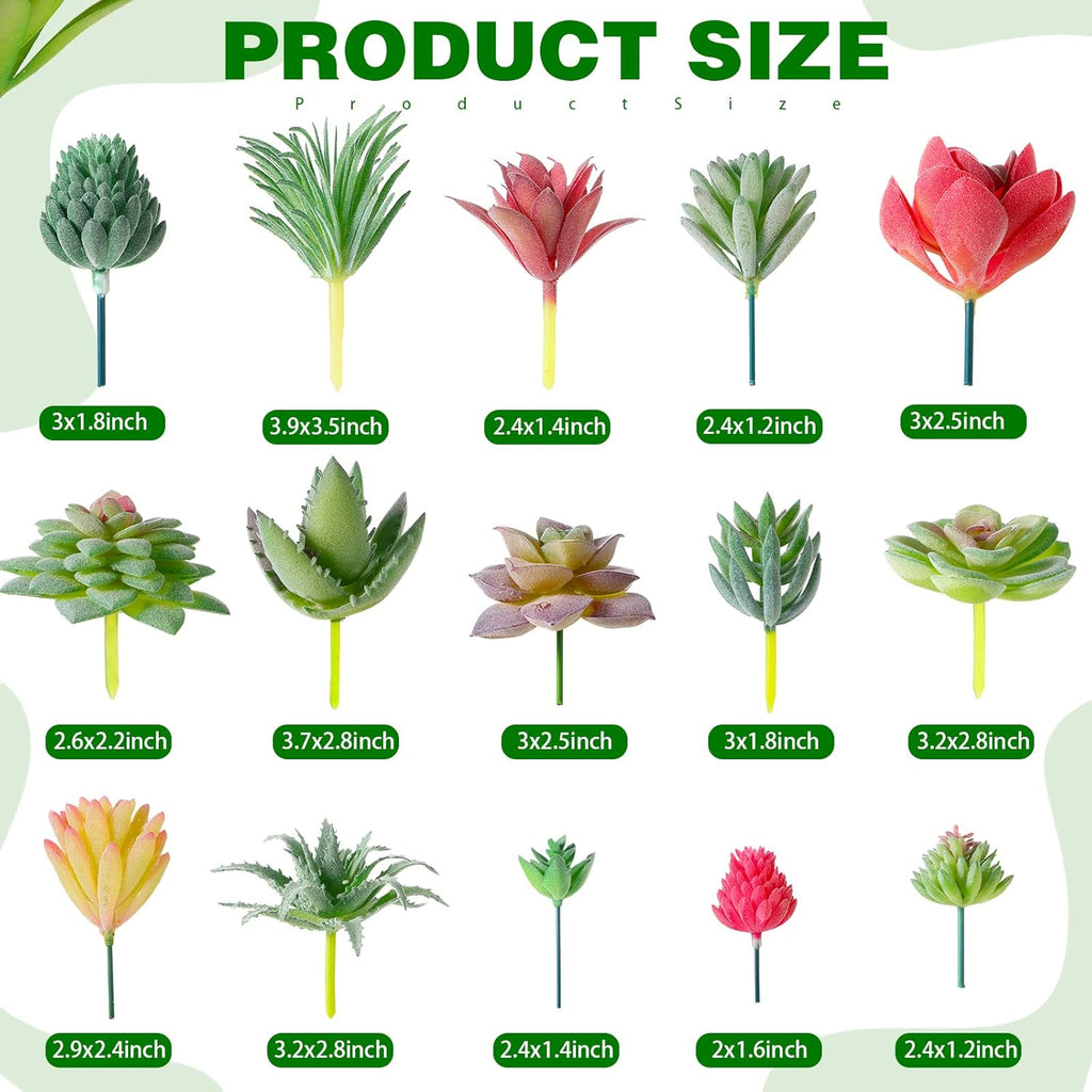 WILLBOND 38 Pcs Christmas Mini Artificial Succulents Small Fake Succulent Plants Faux Assorted Unpotted Realistic Plastic Flowers Picks Stem for DIY Crafting Greenery Garden Home Decor(Flocked)
