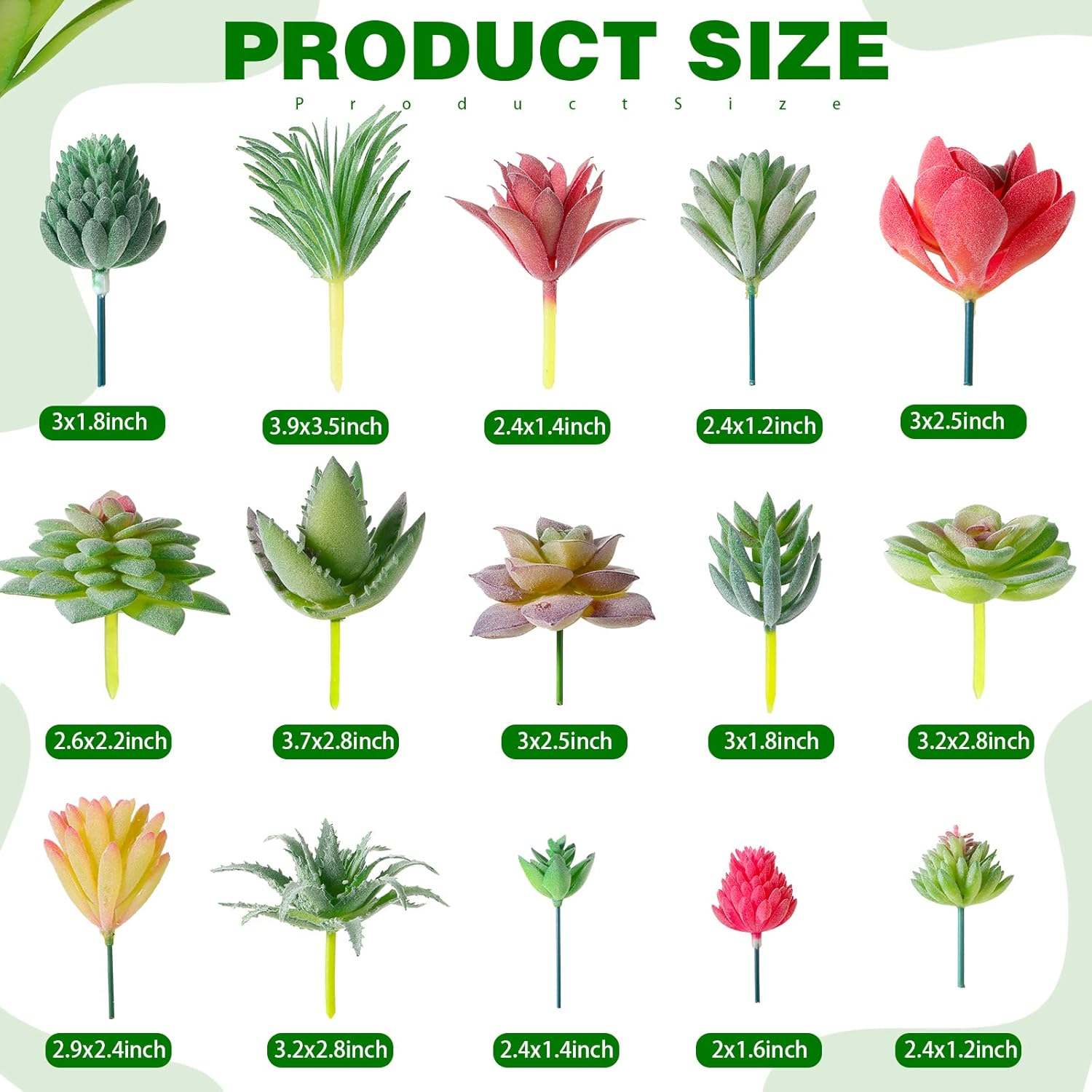 WILLBOND 38 Pcs Christmas Mini Artificial Succulents Small Fake Succulent Plants Faux Assorted Unpotted Realistic Plastic Flowers Picks Stem for DIY Crafting Greenery Garden Home Decor(Flocked)