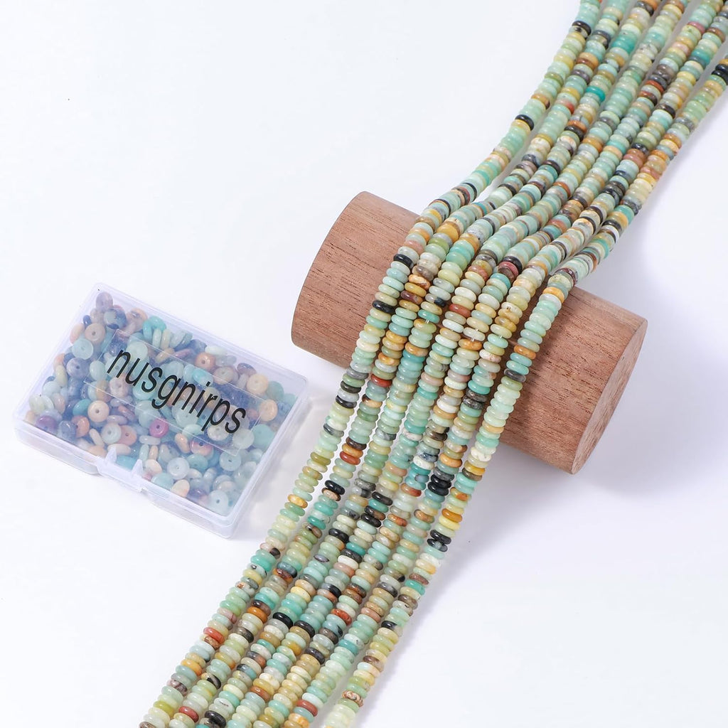 Natural Amazonite Disk Stone Spacer Beads 6x2mm 38cm/str Flat Rondelle Loose Semi Gemstone Caps for Making Bracelets Necklace