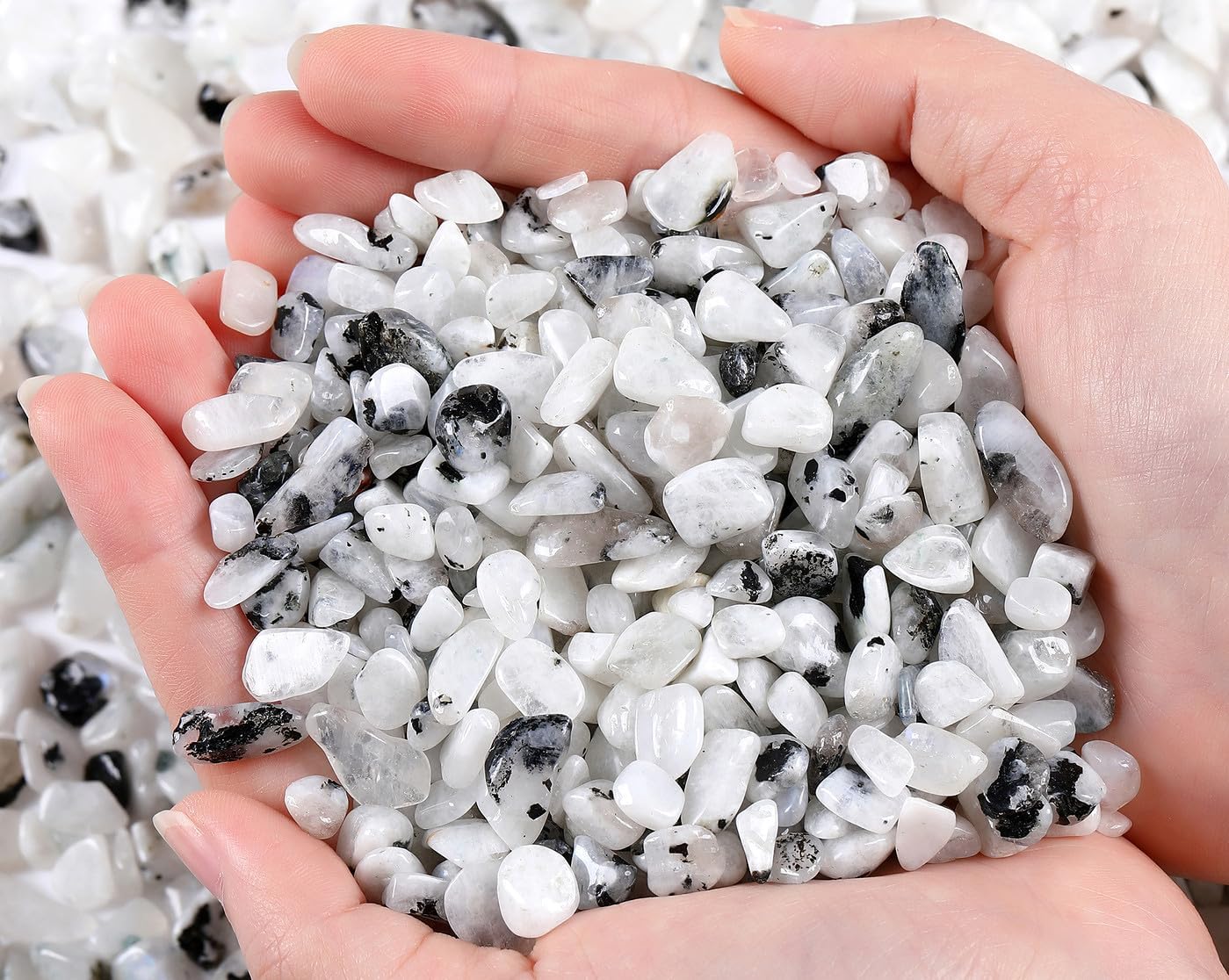 QINJIEJIE 0.9Lbs Grey Labradorite Rocks for Plant Bulk Decorative Sand Aquarium Gravel Stones Terrarium Small Turtle Rocks Vase Pebbles Filler Crystal Chips Fish Tank Decor for Planter