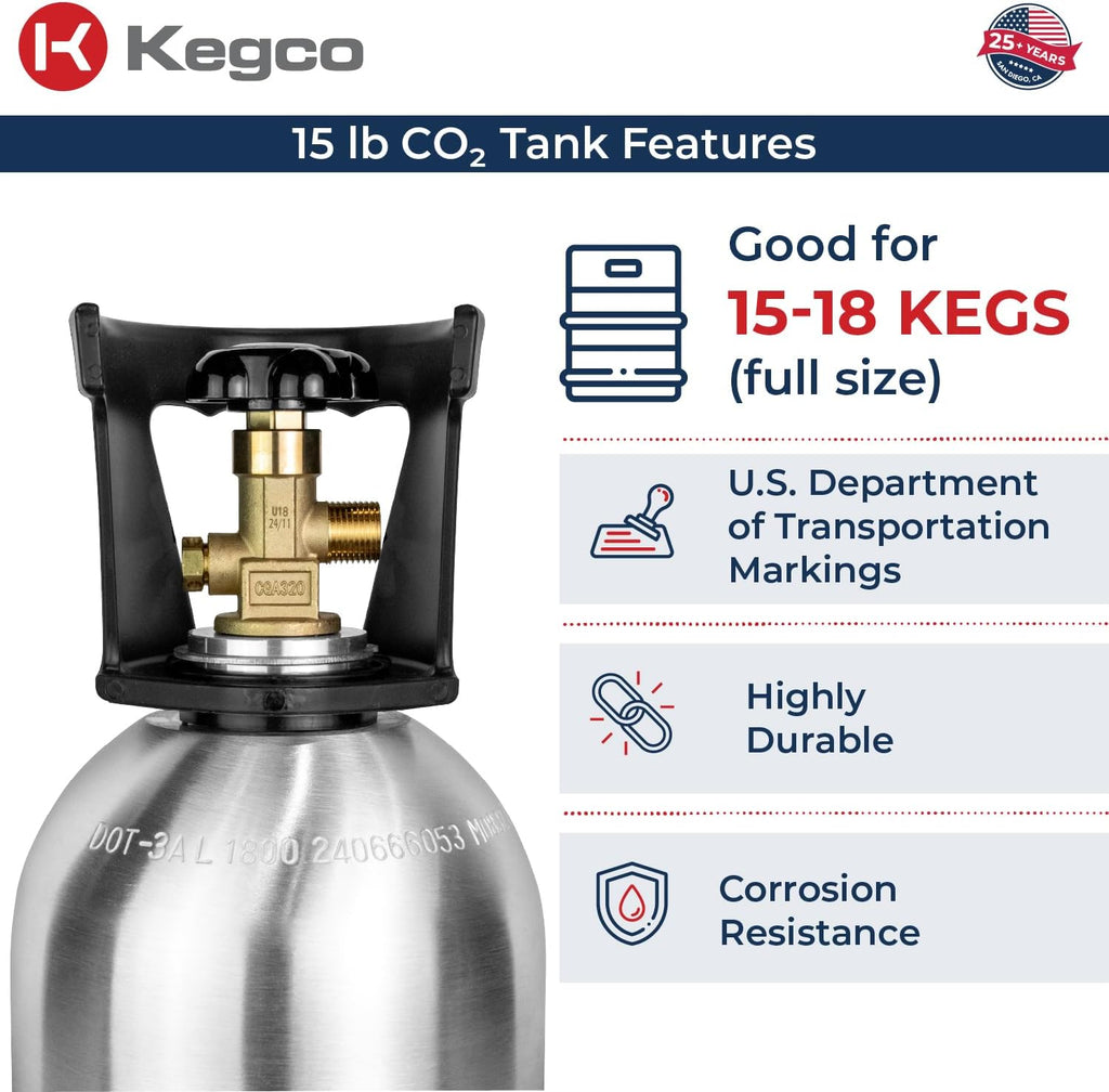 Kegco 15 lb. Aluminum Tank Co2 Cylinder