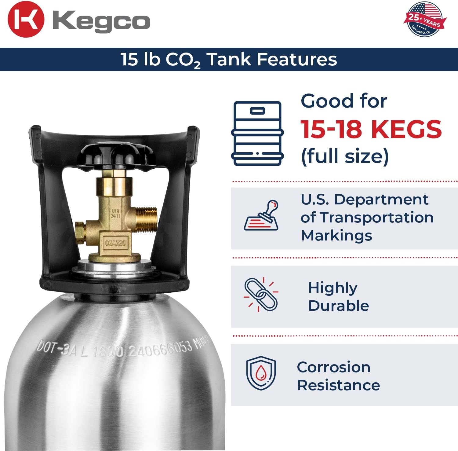 Kegco 15 lb. Aluminum Tank Co2 Cylinder