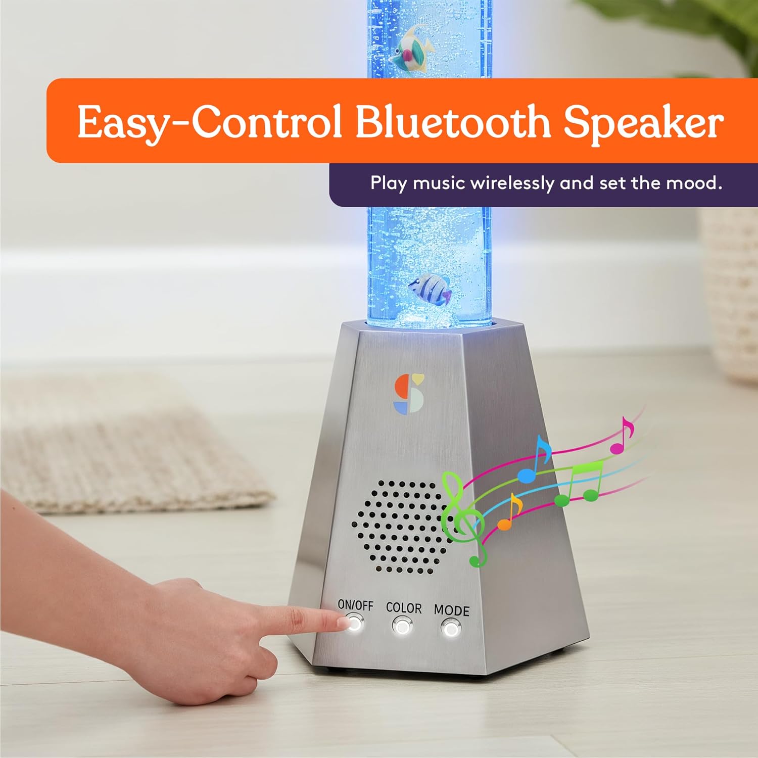 Special Supplies Aquarium Sensory Fish Bubble Light Tube with Bluetooth Speaker, 16-Color LED Nightlight, Remote Control, Floor-Standing Lamp for Kids and Adults, 4 Ft (Hexagonal)