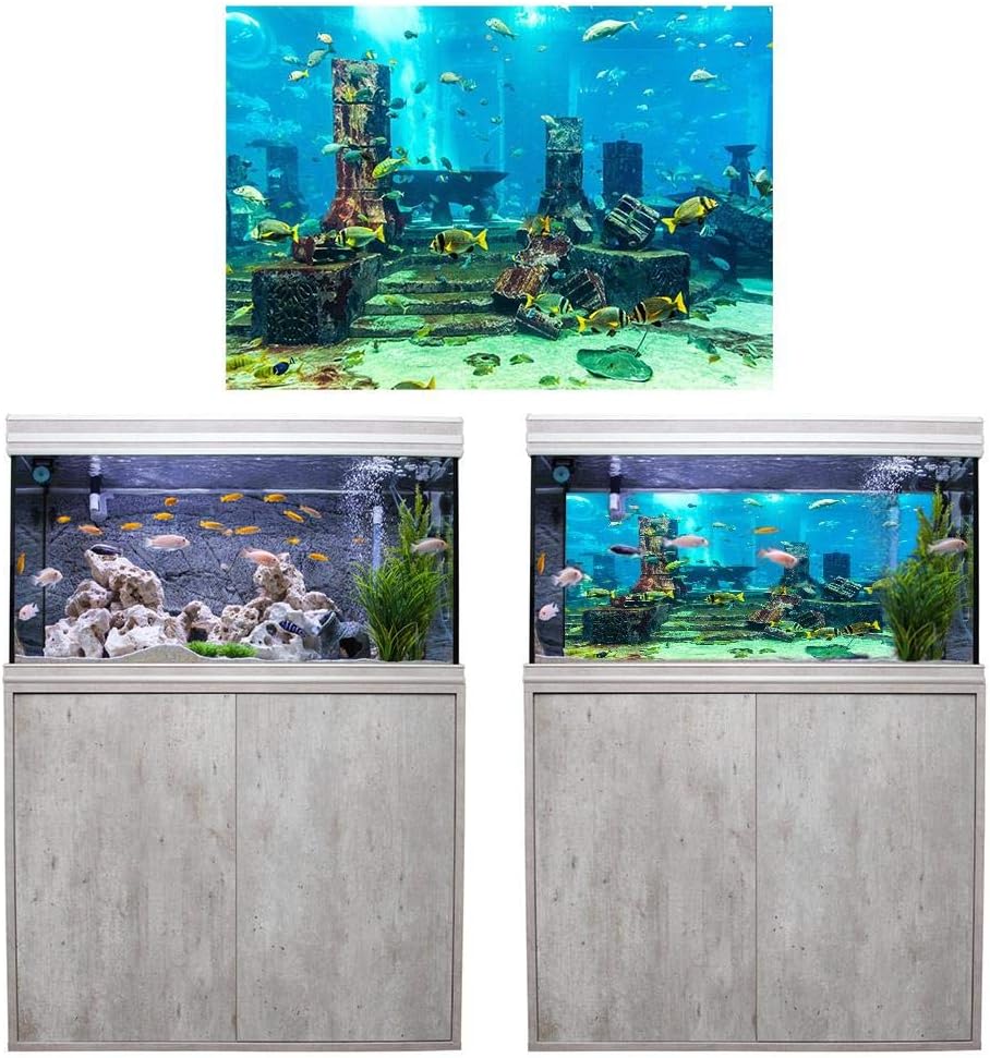 PVC Coral Aquarium Background Underwater Poster Fish Wall Decorations Sticker 4 Size(61 * 41cm)