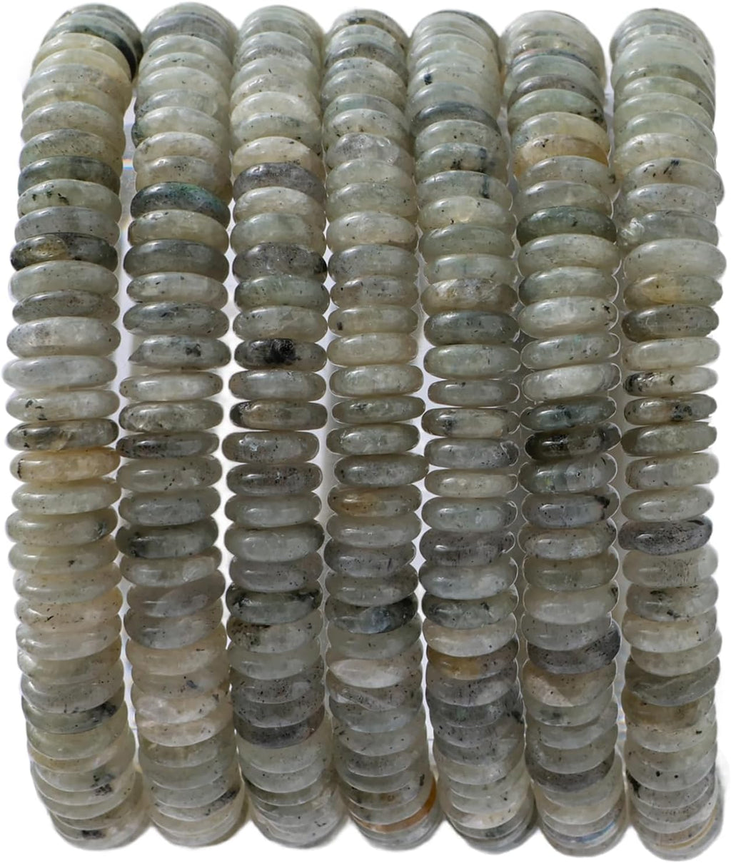 Natural Spectrolite Disk Stone Spacer Beads 6x2mm 38cm/str Flat Rondelle Loose Semi Gemstone Caps for Making Bracelets Necklace