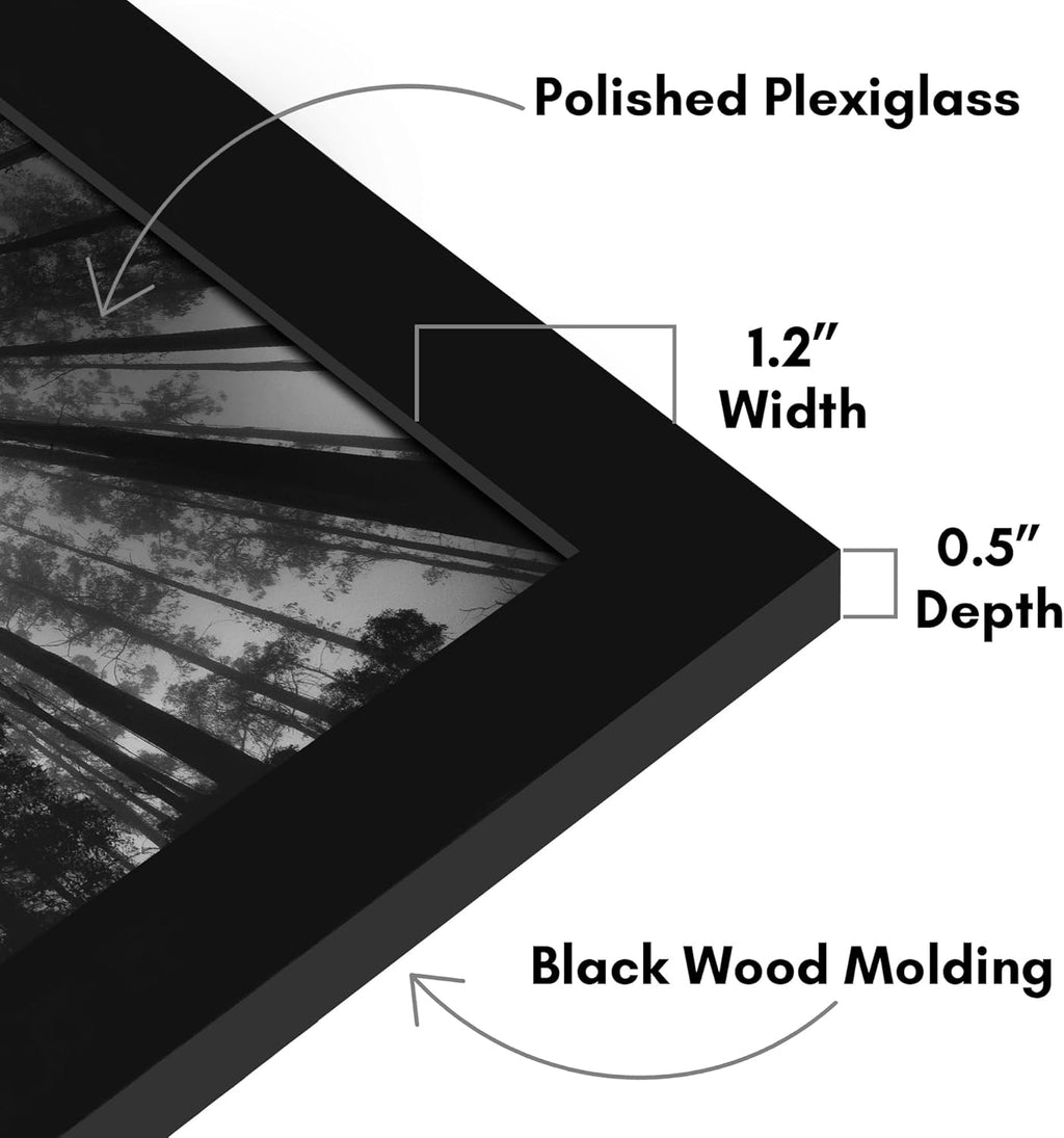 Americanflat 17x26 Poster Frame with Polished Plexiglass - Black Picture Frame - Wide Photo Frames Made of Engineered Wood for Vertical or Horizontal Wall Display - Epic Collection - Black