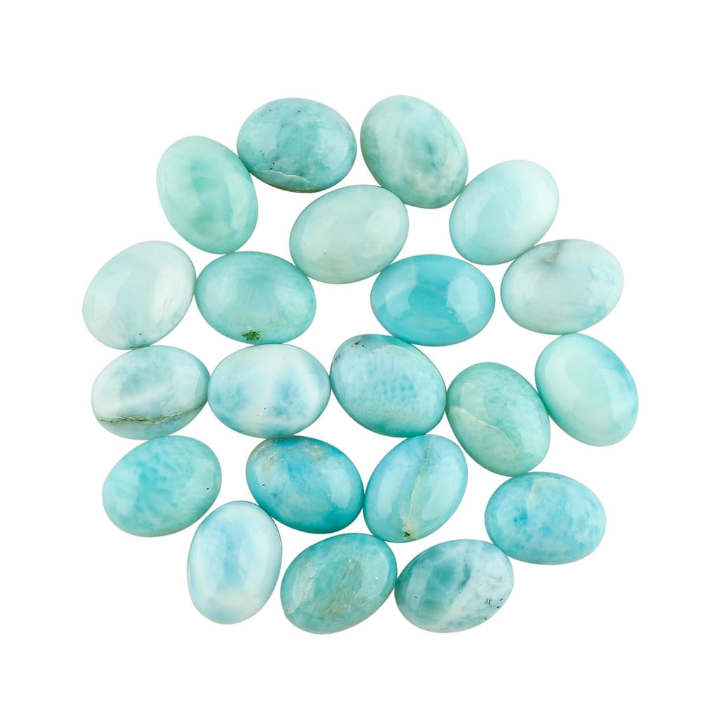 CRYSTALIS Wholesale 30cts, 8x6mm Natural Larimar Loose Gemstone Bulk Cabochons Jewelry Making Supply, Chakra Healing Polished Stones, Wire Wrapping, DIY, Gem Collection, 20+pcs