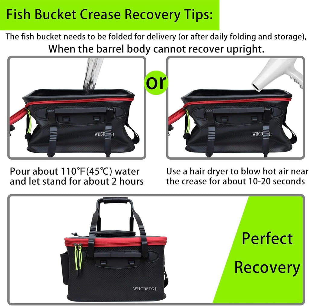 Fishing Bucket, Versatile Foldable Portable Fishing Bucket The 6 Gallon EVA Fish Bucket is Suitable for Storing Live Fish and Fresh Bait.…