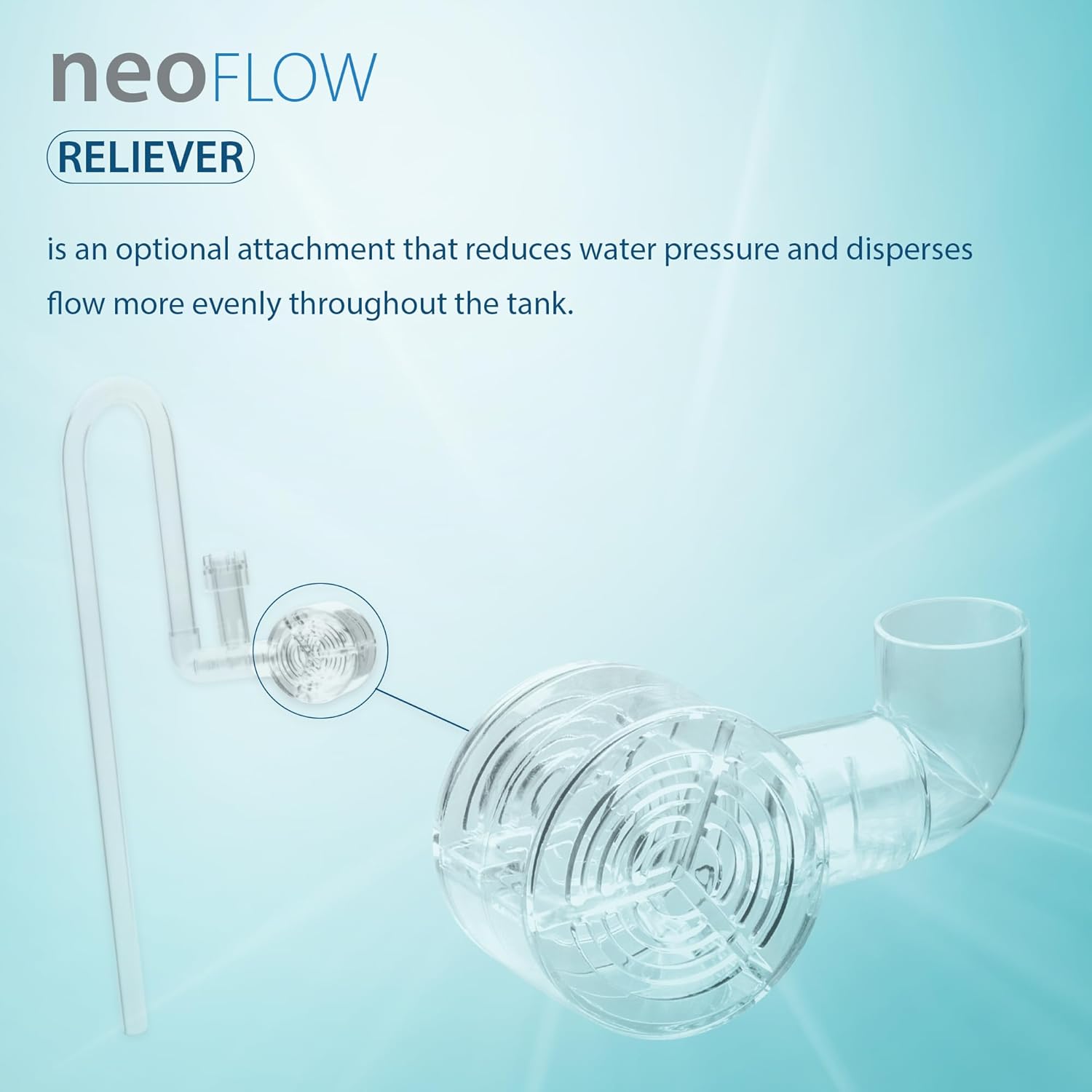 Neo Reliever - Freshwater Planted Aquarium Flow Controller for/fits Neo Flow Lily Pipes, Rimless Tank Water Flow Accessory - Medium, 13mm ID for/fits 1/2"(12/16mm) Tubing