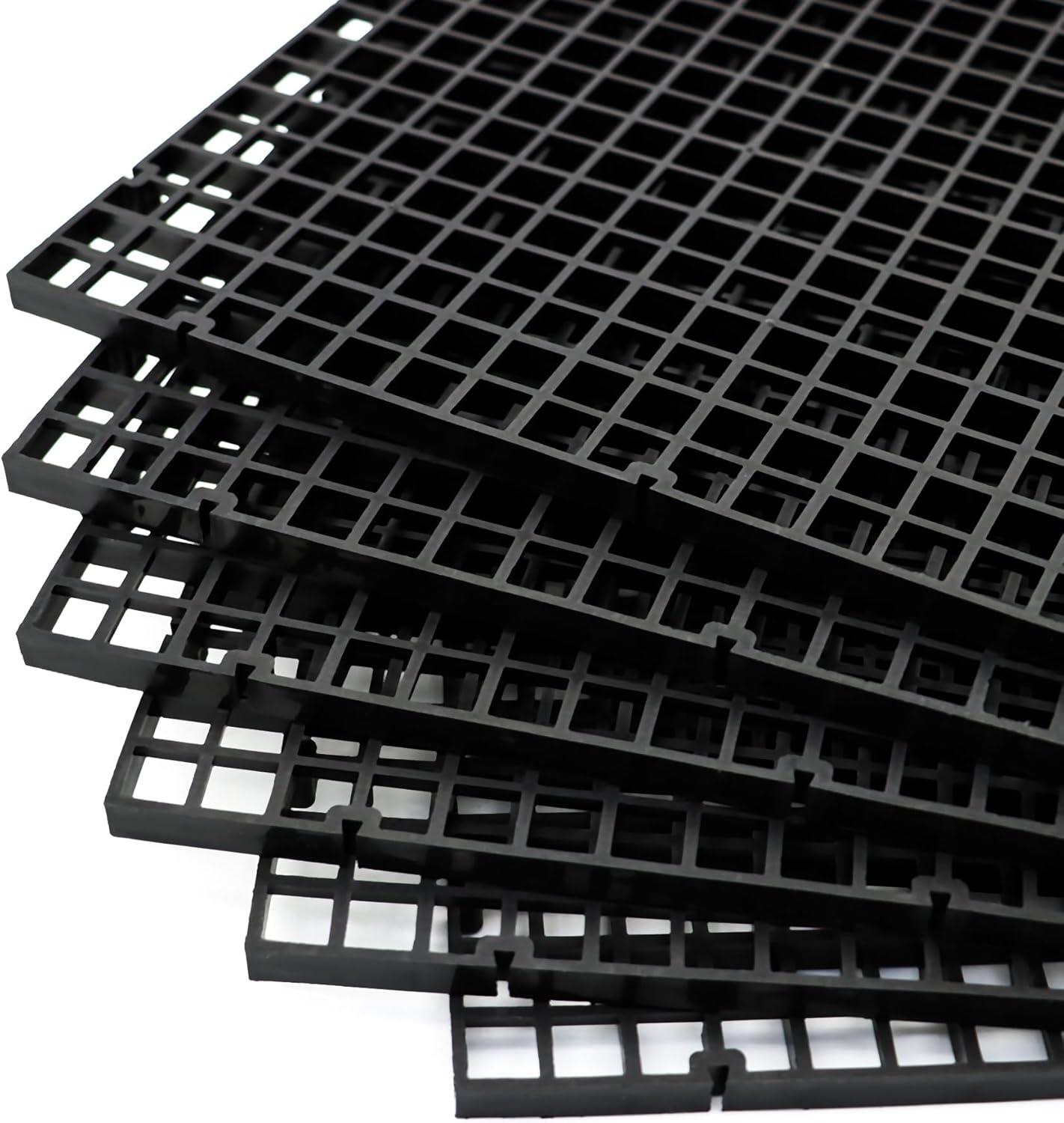 Aquarium Fish Tank Bottom Isolation 8 Pcs, Plastic Egg Crate Grid Divider Tray Egg (S 8pcs Black)