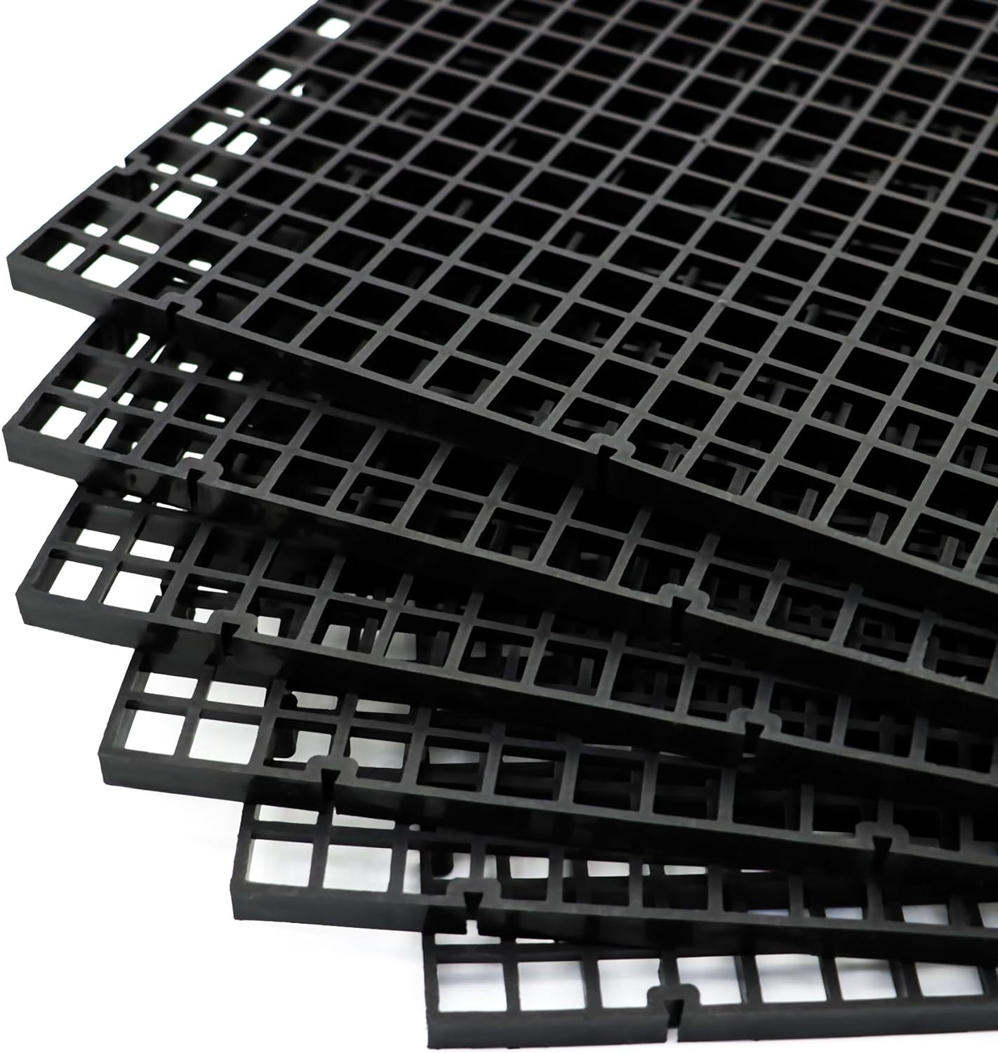 ALEGI Aquarium Fish Tank Divider Plastic Egg Crate Aquarium Filter Bottom Tray Plastic Grid (L 6pcs Black)