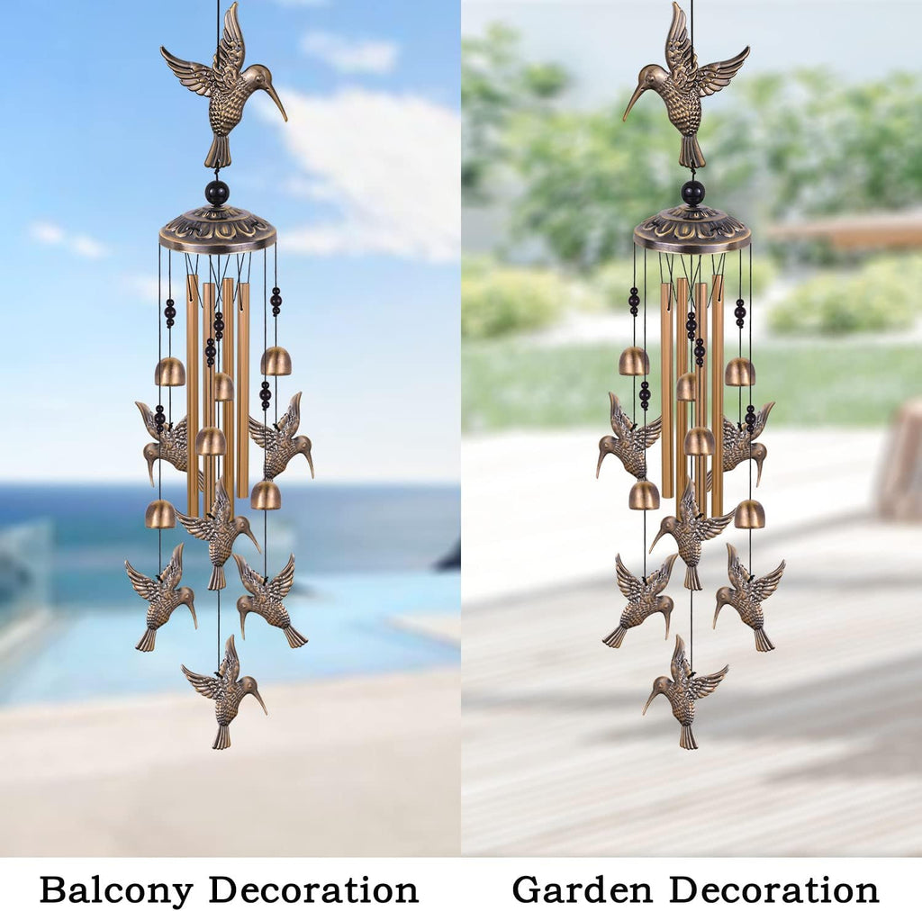 Solawindchime Outdoor Hummingbird Wind Chimes, Hummingbirds Bronze Wind Chimes, Gift Wind Chime, Hummingbird Wind Bell Gifts for Women, for Home, Garden, Indoor, Outdoor Decoration, Garden Wind Chime