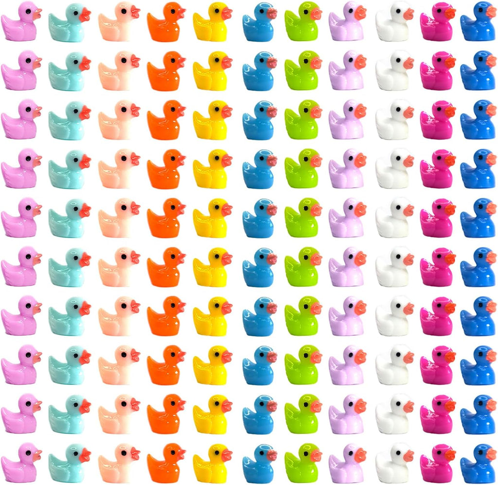 110 Pieces Mini Resin Ducks Tiny Duck Miniature Figures Charms Ornament Potted Garden for Party, DIY Micro Landscape Decorations, Aquarium Ornaments