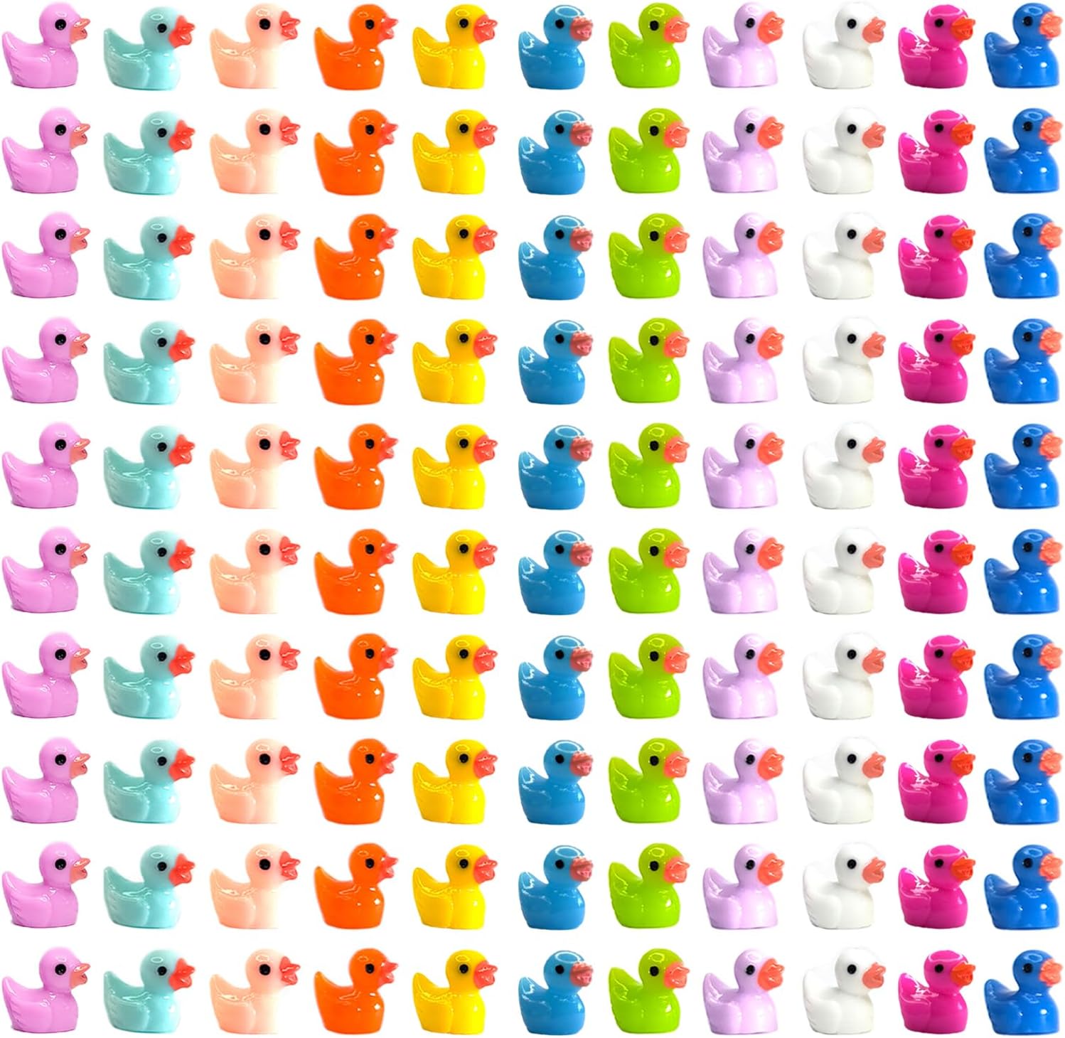 110 Pieces Mini Resin Ducks Tiny Duck Miniature Figures Charms Ornament Potted Garden for Party, DIY Micro Landscape Decorations, Aquarium Ornaments