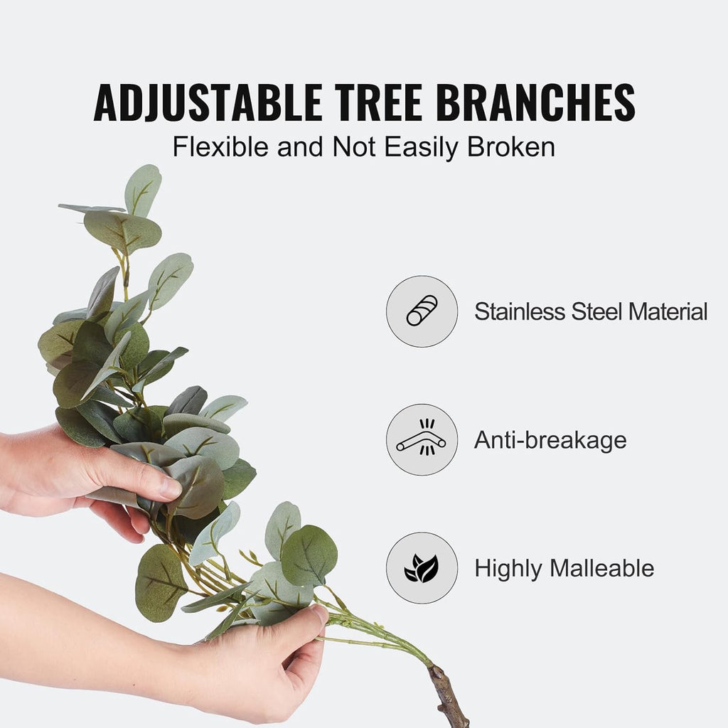 VEVOR Artificial Eucalyptus Tree, 6 FT Faux Plant, Secure PE Material & Anti-Tip Tilt Protection Low-Maintenance Plant, Lifelike Green Fake Potted Tree for Home Office Christmas Decor Indoor Outdoor