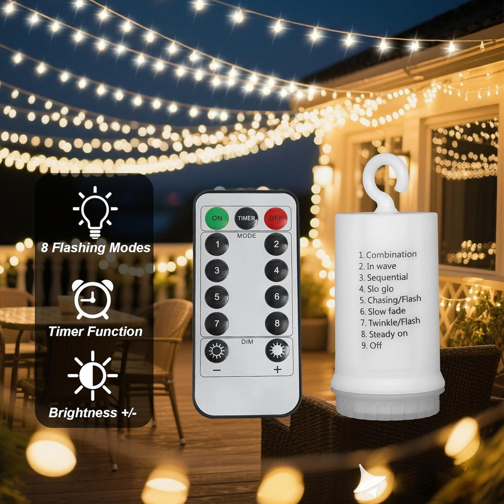 200 Led Fairy String Lights with Remote Timer, Firefly Bunch Lights Battery Operated, 8 Flashing Modes 10 Strand, Waterfall Twinkle Lights for Indoor Outdoor Halloween Christams Decor, Warm White