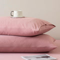 JELLYMONI Pillowcases Standard Set of 2 Washed Cotton Envelope Pillow Covers Linen-Like Texture,Darker Rose 20×26in Bed Pillow Cases Soft Breathable (Pillows are not Included)