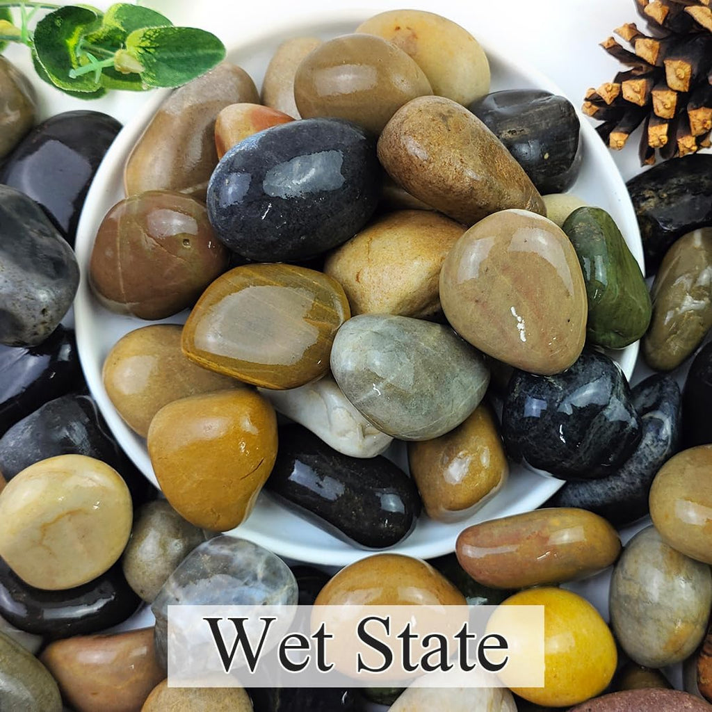40lbs Natural River Rocks, 1-2" Premium Pebbles for Garden and Landscape Design, Hand-Picked Smooth Stones for Fish Tank, Flower Pots, Indoor Water Fountains, Pathways, Backyard