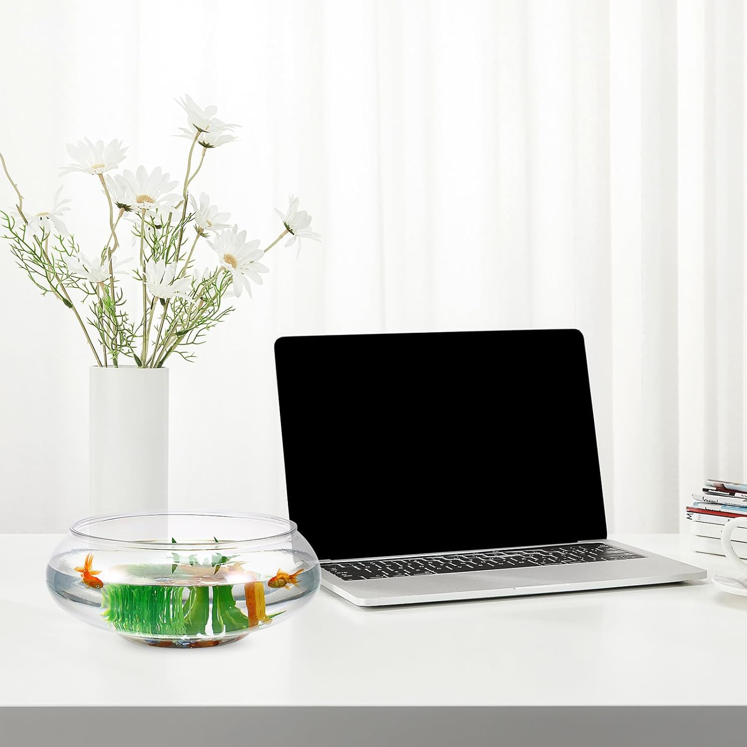 NUOBESTY Transparent Fish Tank Aquarium Plastic Desktop Fish Bowl for Office Home Goldfish Plants Supply