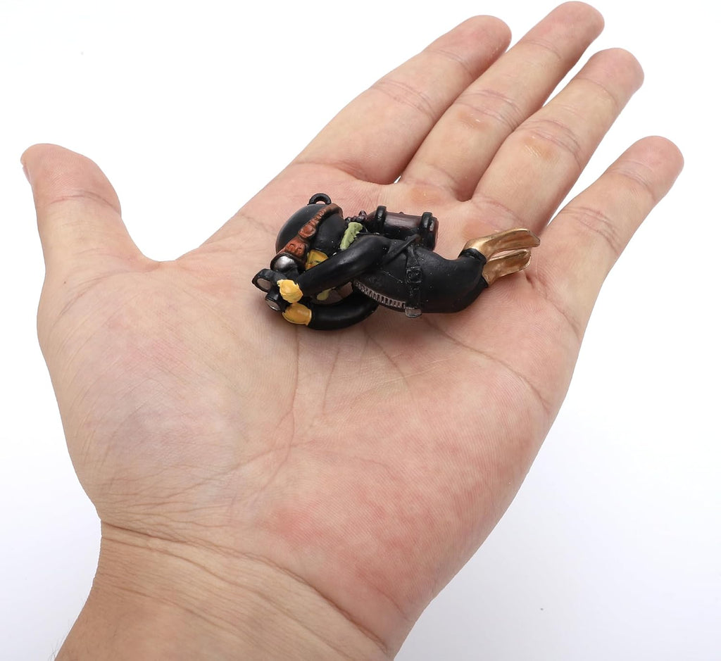 Diver Aquarium Decorations, Floating Diver Fish Tank Decorations, Floating Cartoon Diver Decor, Fun Floating Fish Decoration, PVC Diver Decor, Black, 1 Set