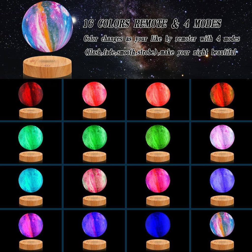 VGAzer Levitating Moon Lamp 5.9 Inch 16 Colors Galaxy Moon Lamp 3D Moon LED Light with Remote Control for Unique Gifts,Room Decor,Night Light,Office Desk Toys