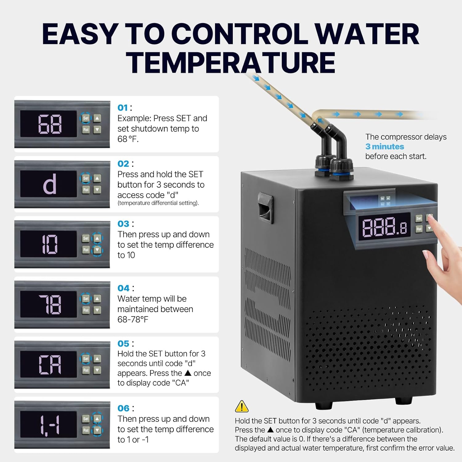 Aquarium Chiller 42 Gallon, 1/10 HP Aquarium Water Chiller Quiet Compressor Cooling System, Aquarium Cooler Chiller for Saltwater & Freshwater, Fish Tank, Axolotl, Coral, and Hydroponics