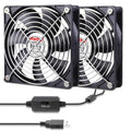 2 Packs Wathai 120mm x 25mm USB Fan with Speed Controller for Computer Receiver AV cabint Game Console PC Laptop TV Box Projector Router Cooling