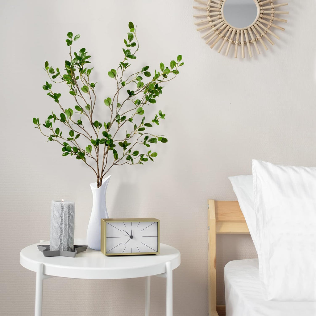 Sggvecsy 43’’ 2Pcs Artificial Ficus Branches Faux Leaf Spray Green Eucalyptus Branches Artificial Greenery Stems Fake Ficus Twig Plants for Home Office Wedding Vase Filler Shop Decoration