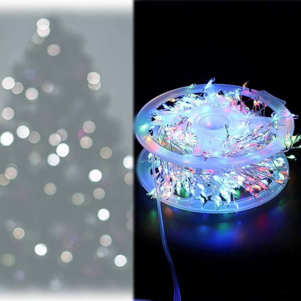 Copper Wire Firecracker Light String, Cluster Twinkle Lights for Christmas Tree, Copper Wire Firecracker Fairy Lights,Holiday Copper Wire Atmosphere Lights (Colorful, 19.68ft-200 Lights-Solar)