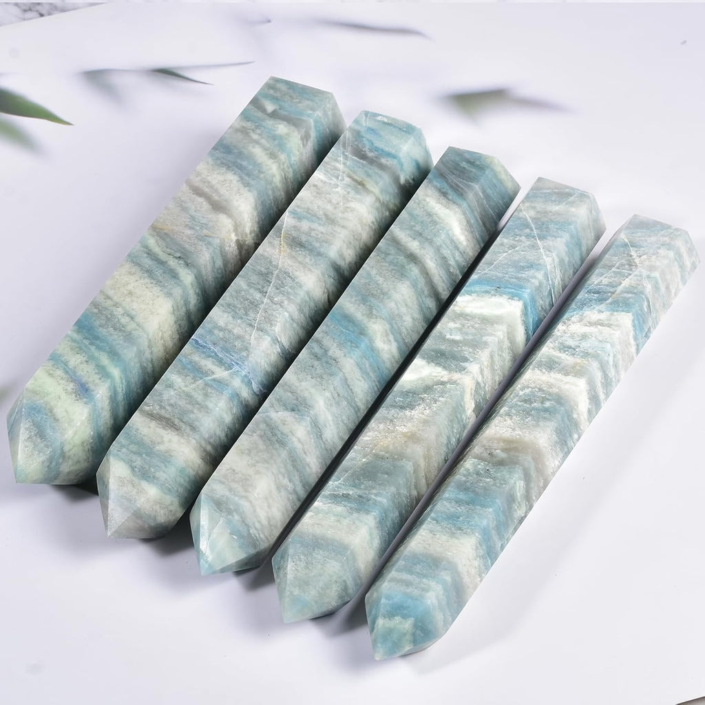 JIC Gem Natural Trolleite Obelisk Tower Wand Large Healing Crystal Point Wand 6 Faceted Reiki Chakra Meditation Therapy Home Decor Crystal Gift 3.5-4.0 Lbs