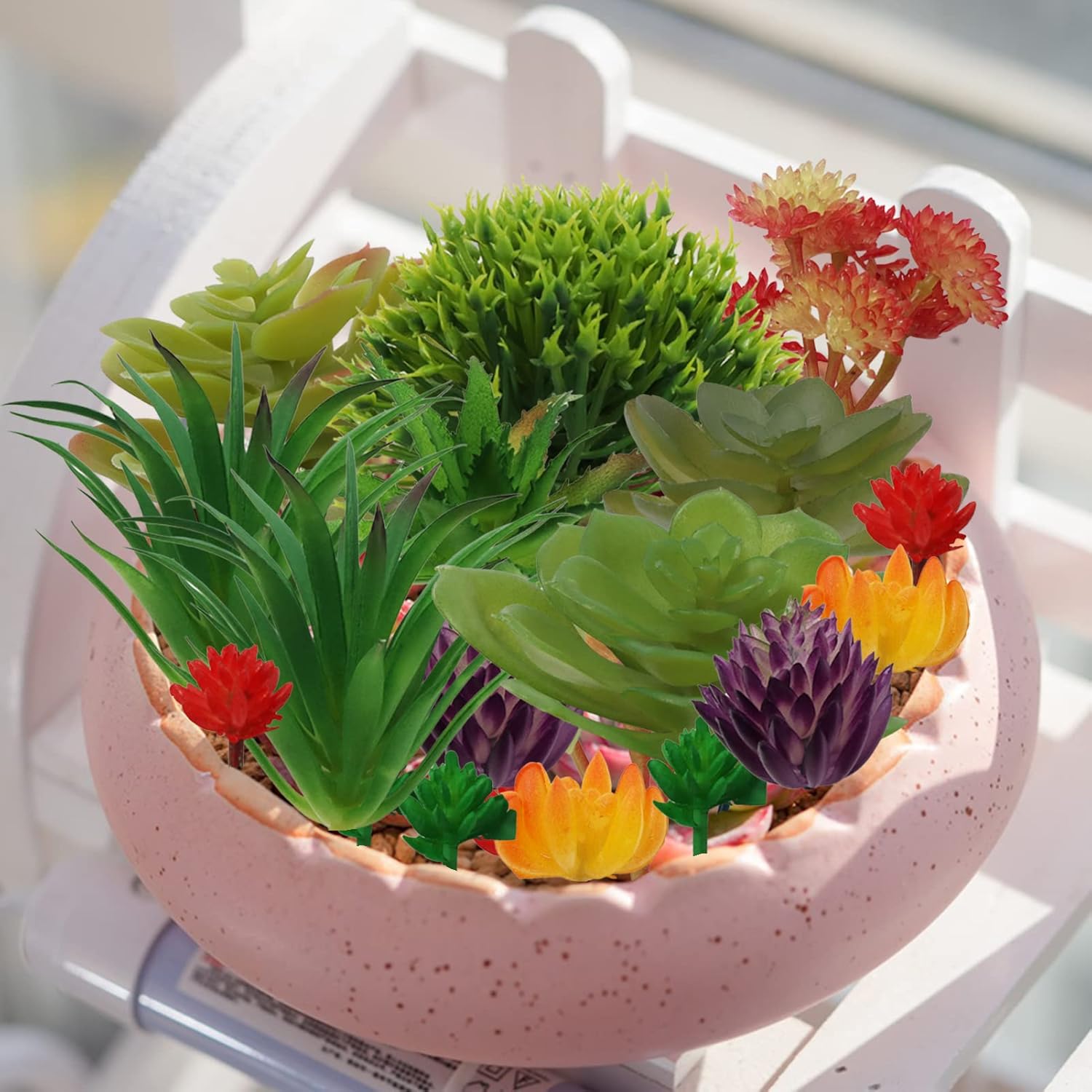 Artificial Succulents Plants, 16pcs Colorful Fake Succulents, Mini Artificial Succulents for DIY Home Floral Wall Garden Office Decoration (Unpotted)