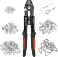 Sanuke Wire Rope Crimping Tool for 3/64 1/16 5/64 inch Aluminum Crimping Loop Sleeves Kit with 160pcs Aluminum Crimping Loop Sleeve and 10pcs Stainless Steel Thimble