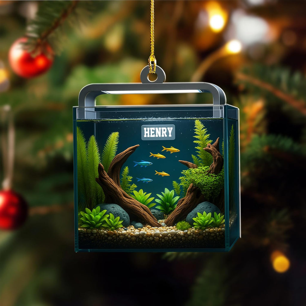 Personalized Aquarium Fish Tank Christmas Ornament 2025, Custom Name Clownfish Holiday Tree Decoration, Unique Keepsake Gift for Fish Lovers, Pet Owners, Kids, Aquarists (ON6)