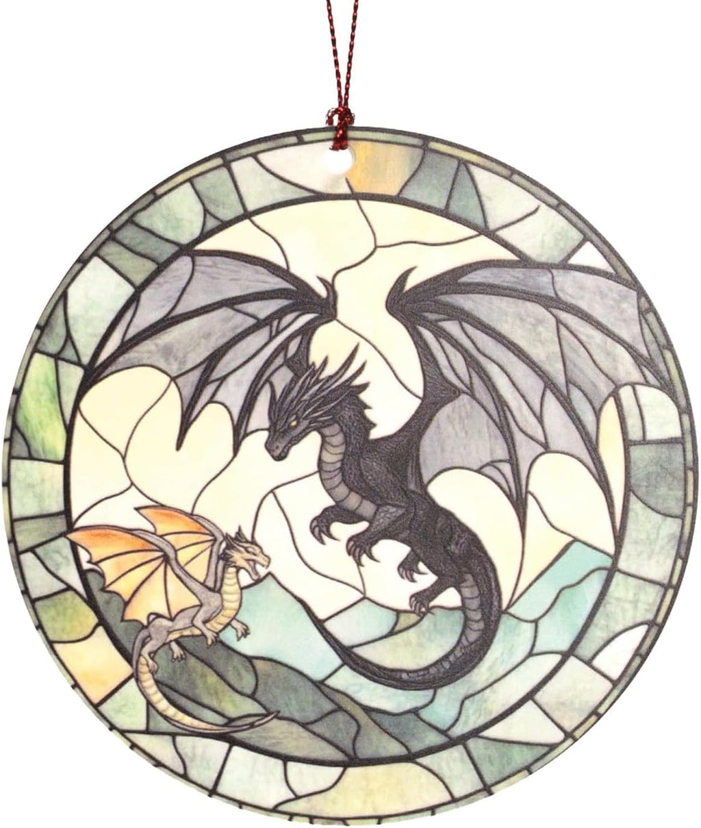 Dragon Ornament, Fantasy Acrylic Round Ornament with Two Dragons, Gothic Home Decoration, Mythical Creature Christmas Ornament 2025, Unique Gift for Dragon Lovers, Fantasy Decor for Men and Women