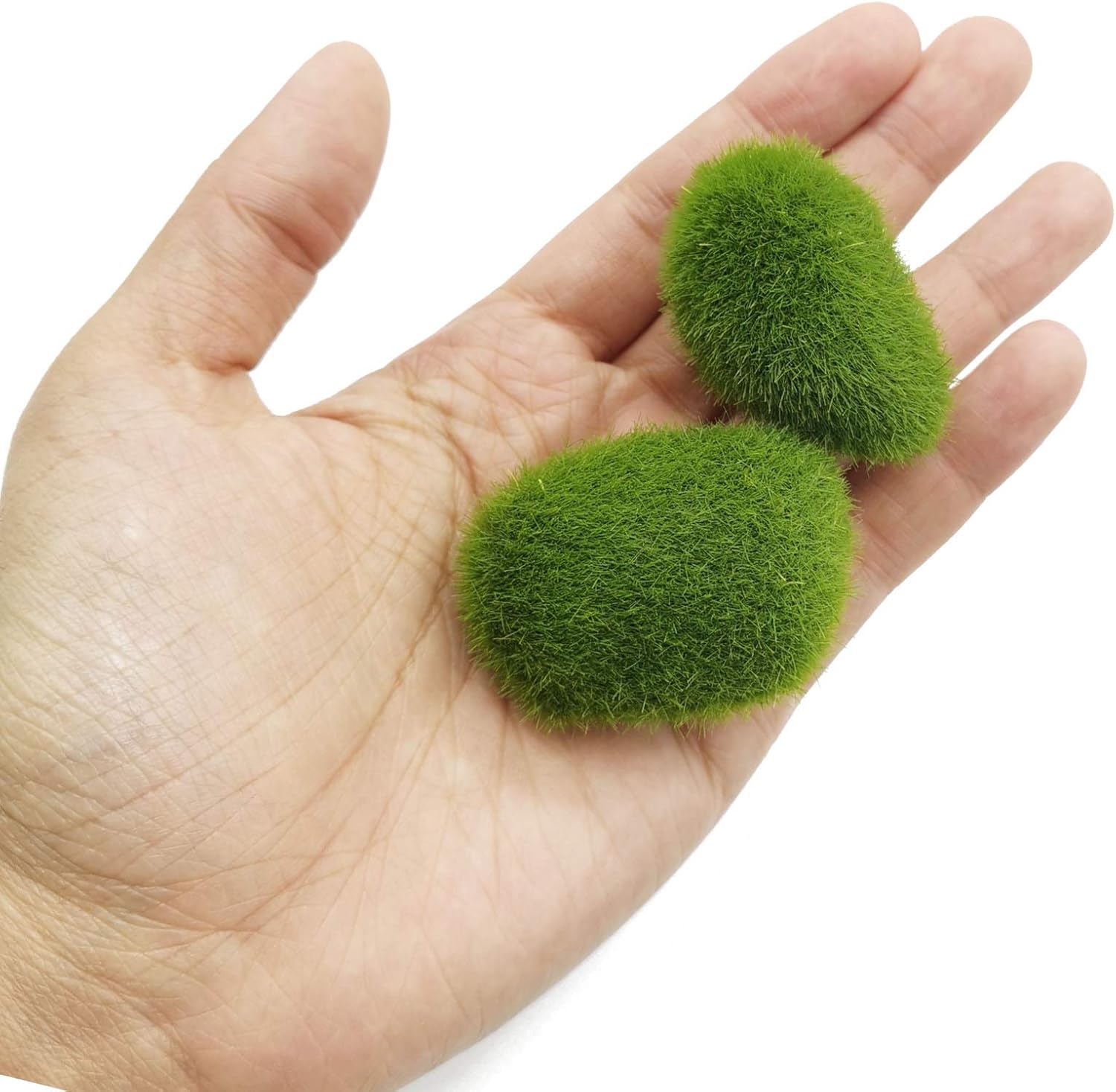 RONYOUNG 40PCS 4 Size Artificial Moss Rocks Decorative, Green Moss Balls,Moss Stones, Green Moss Covered Stones, Fake Moss Decor for Floral Arrangements, Fairy Gardens and Crafting