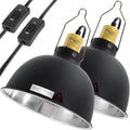 2 Pack Reptile Light Fixture, 8.5in Deep Dome Reptile Heat Lamp Fixture with Switch, Dual Terrarium UVB Basking Light Fixture for Chameleons Chicks, Suitable for E26 Bulbs Up to 150W