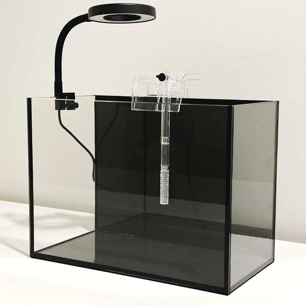 Nano Aquarium kit, Small Betta Fish Aquarium, 2.2 Gallon Rimless Glass Fish Tank with Filter and Light (Black, Essential)