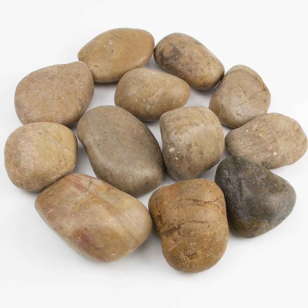 40LB Mixed Stones Pebbles River Rocks, Natural Beach Pebbles,2-3 Inch Decorative River Rocks for Landscaping Garden Paving Plant Rocks Crafting Walkways and Outdoor Decorative Stone