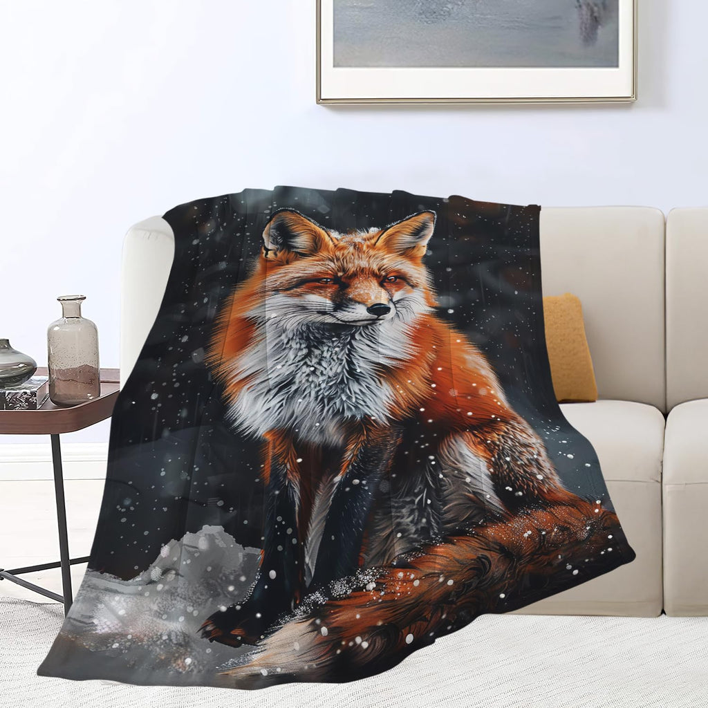 Red Fox Blanket Cute Orange Fox Throw Blanket Gifts for Girls Boys Kids Women Men Adults Super Soft Cozy Plush Fluffy Fuzzy Fleece Blanket Home Decor 40''X50''