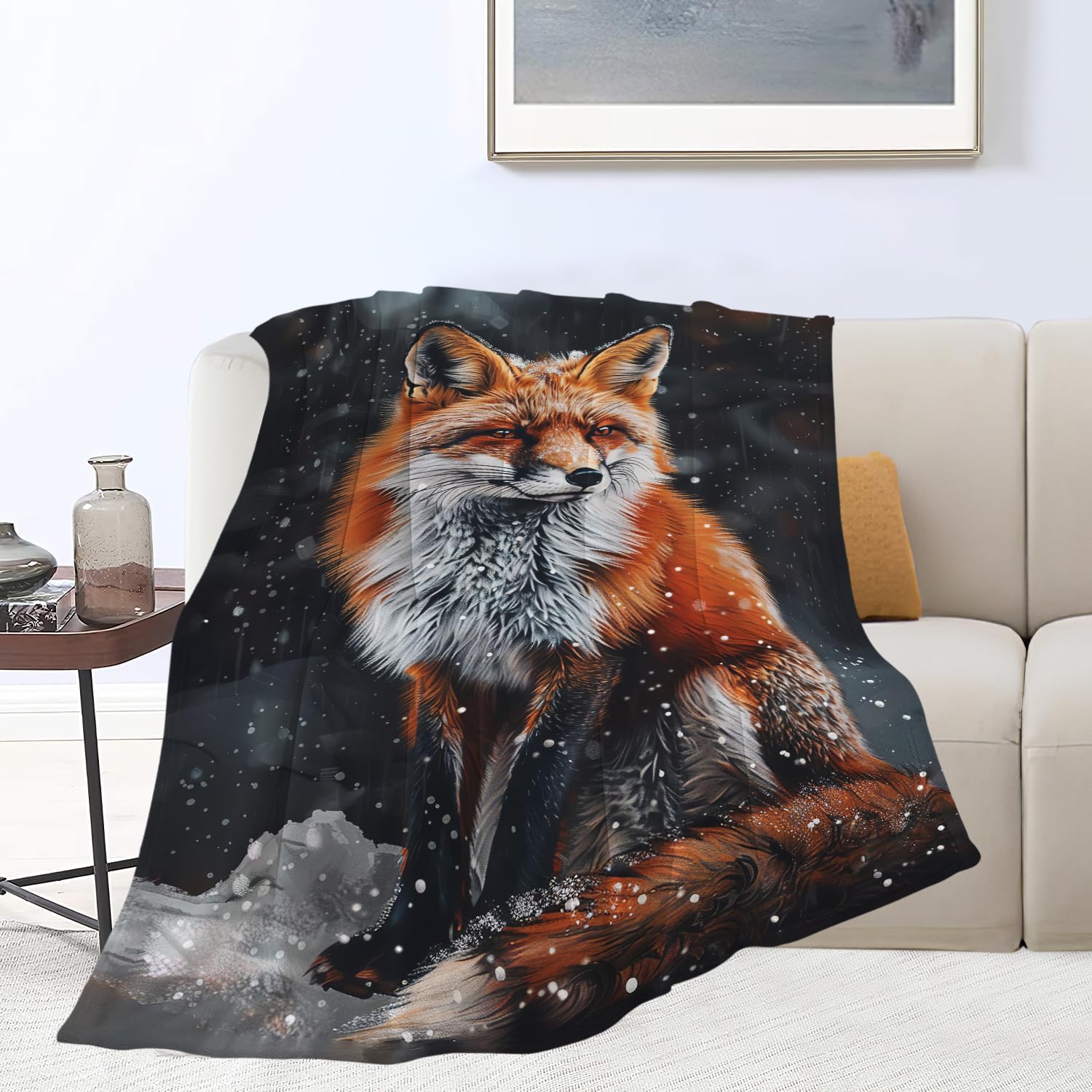 Red Fox Blanket Cute Orange Fox Throw Blanket Gifts for Girls Boys Kids Women Men Adults Super Soft Cozy Plush Fluffy Fuzzy Fleece Blanket Home Decor 50''X60''